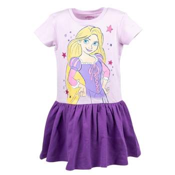Disney Frozen Elsa Anna Moana Princess Rapunzel Jasmine Belle Girls French Terry Dress Little Kid to Big Kid