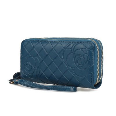 MKF Collection Honey Genuine Leather Quilted Flower-Embossed Women’s Wristlet Wallet by Mia K