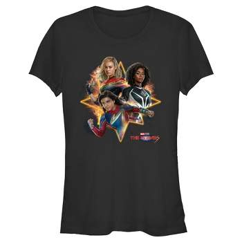 Juniors Womens The Marvels Action Poses T-Shirt