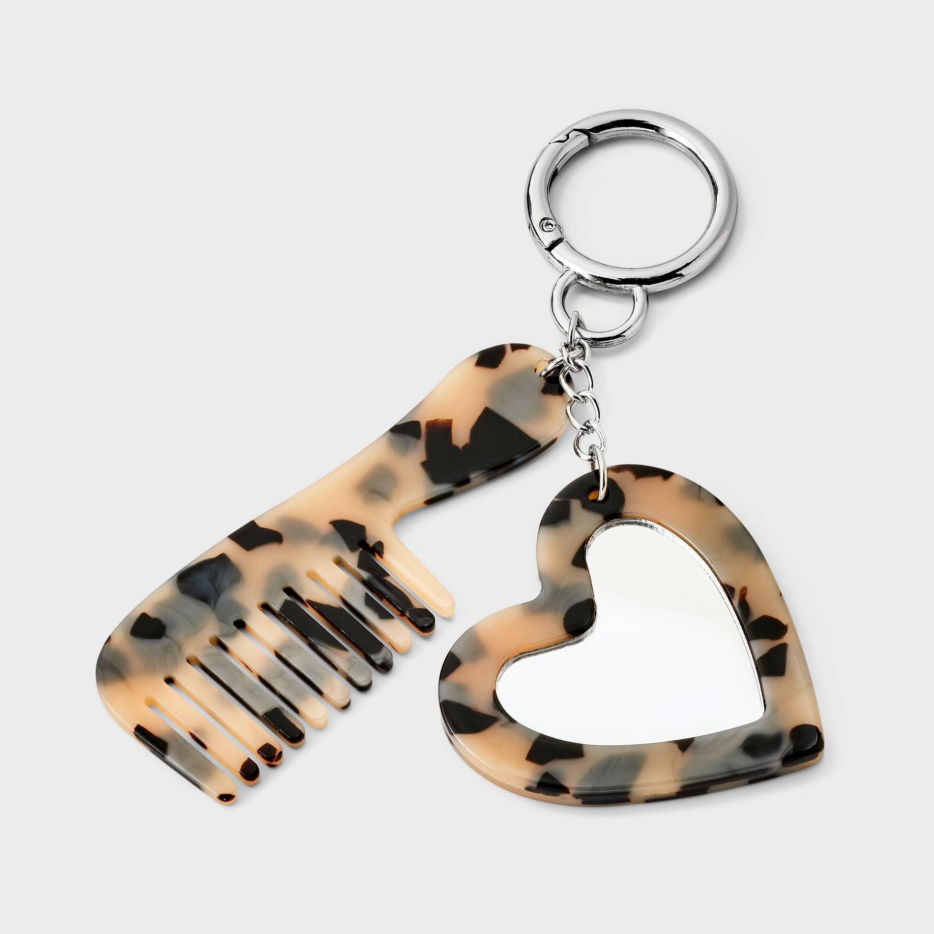 Tortoise Print Heart Mirror and Comb Bag Charm - Wild Fable™ with Olivia Dayton Black/Brown
