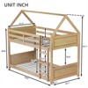 RISOKEYS Twin Over Twin House Floor Bunk Bed with Headboards, Footboards and Guardrails - Rubber Wood Bunk Bed with Guardrails and Ladder - 3 of 4