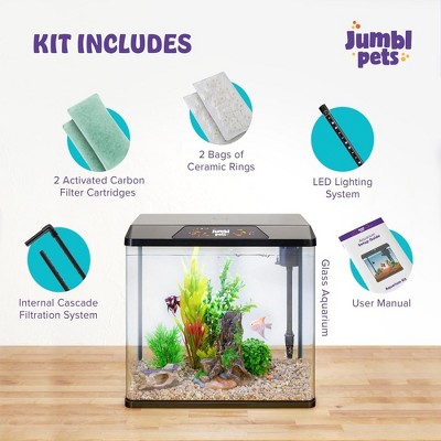 10 Gallon Black Glass Desktop Aquarium Kit with LED Lighting