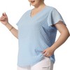 Agnes Orinda Women's Plus Size Swiss Dot V-Neck Tops with Flutter Sleeves - 2 of 4