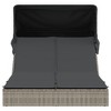 vidaXL Double Patio Sun Lounger with Canopy and Cushions Gray Poly Rattan daybed Outdoor Furniture - 4 of 4