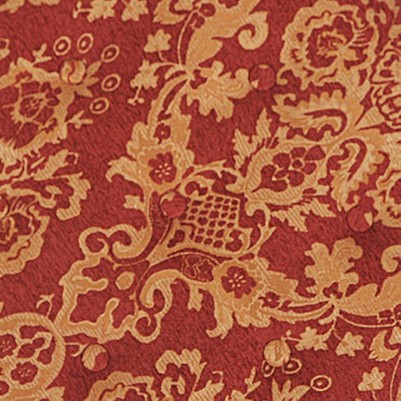 red gold damask jacquard with gold trim