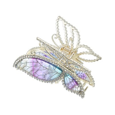 Unique Bargains Women's Nonslip Metal Bling Rhinestone Butterfly Hair ...