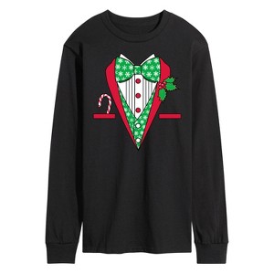 Men's - Instant Message - Christmas Tuxedo Long Sleeve Graphic T-Shirt - 1 of 4