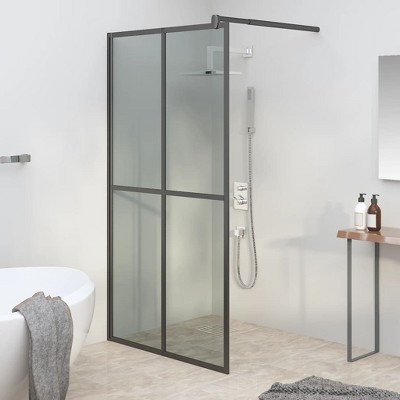 VidaXL Walk-in Shower Screen 39.4 in.x76.8 in. Dark Tempered Glass