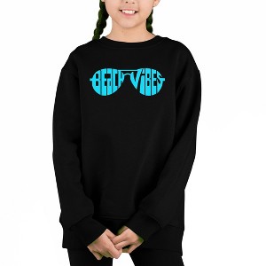 LA Pop Art Beach Vibes - Girl's Word Art Crewneck Sweatshirt - 1 of 4