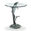 SPI Home Surfacing Dolphin End Table – 26" Tall Bronze Metal Coastal Accent Table with Glass Top, Marine-Inspired Sculptural Base - 3 of 3