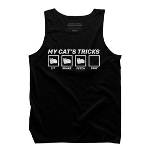 Men's Design By Humans My Cat Tricks By Tank Top - 1 of 2