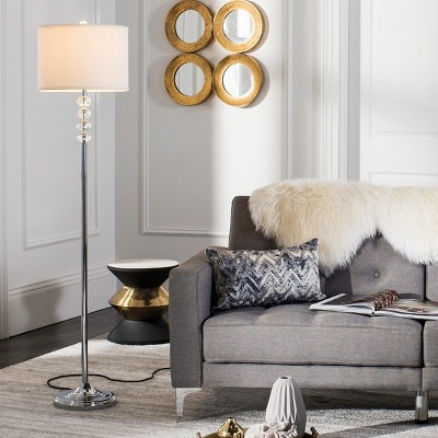 Vendome Chrome Floor Lamp with White Barrel Shade