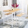 Hooseng Rustic Farmhouse 5-Piece Dining Room Table Set, 4-Person Small Space Dinig Table Set with MDF Top, Metal Frame, Standard Height Bar Table Set - 3 of 4