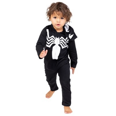 Marvel Spiderman Baby Boys Hooded Zip-up Costume Coverall Black - 