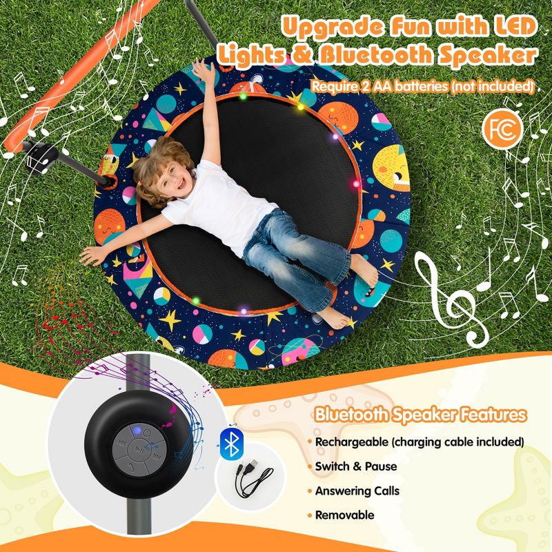 Costway 36'' Mini Toddler Trampoline W/LED Bluetooth Speaker Detachable Handle Kids Gifts, 4 of 11
