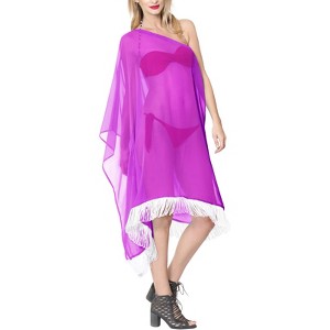 LA LEELA Women's Summer Vacation Beachwear Swim Suit Loose Flowy Holiday Swimwear Bathing Suit Beach Dress Cover Ups - 1 of 4