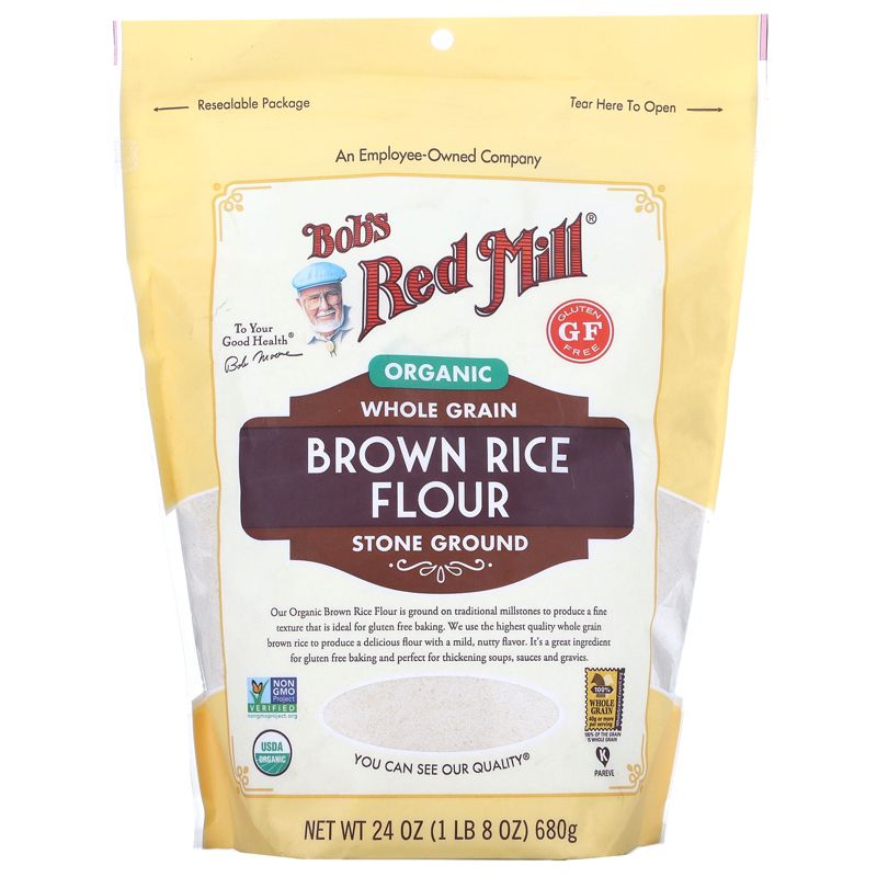 Bob's Red Mill Organic Brown Rice Flour, Whole Grain, 24 oz (680 g), 1 of 3