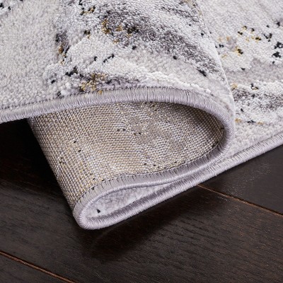 Amelia Grey and Gold Abstract Hand-knotted Area Rug