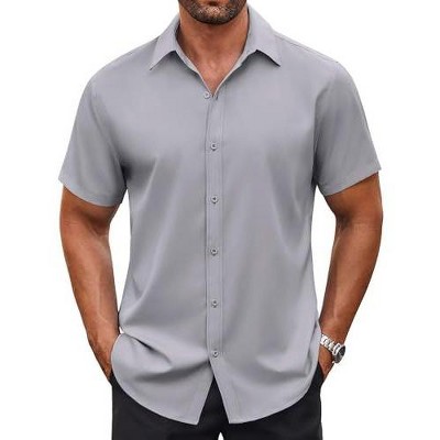 business casual dress shirt COOFANDY Men's Shirts Wrinkle-Free Long Sleeve Stretch Solid Dress Formal Button Down Shirt A-White : Clothing, Shoes & Jewelry polyester and elastane fabric Men's Spring Business Casual Styles