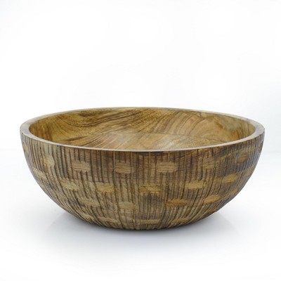 Mela Artisans 12'' Wooden Fruit Bowl, Large Serving Bowl for Salads, Cereals, Snacks & Mixing | Decorative Bowls for Kitchen | Zoji Valley Collection