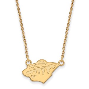 Black Bow Jewelry 10k Yellow Gold Minnesota Wild NHL Necklace 18 Inch - 1 of 4