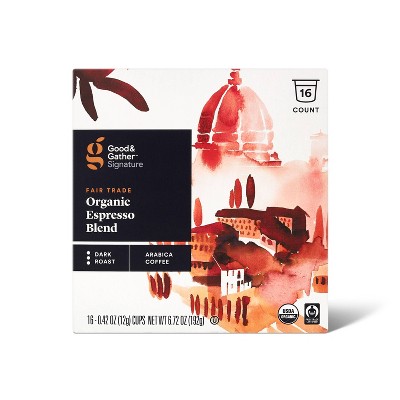 Signature Organic Espresso Blend Dark Roast Coffee - 16ct Single Serve Pods - Good & Gather™
