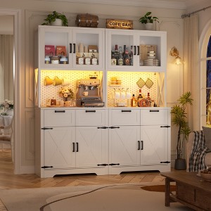 Aheaplus 71" Farmhouse Kitchen Storage shelf with Hutch, Pantry Cabinet with Drawers and Adjustable Shelves - 1 of 4