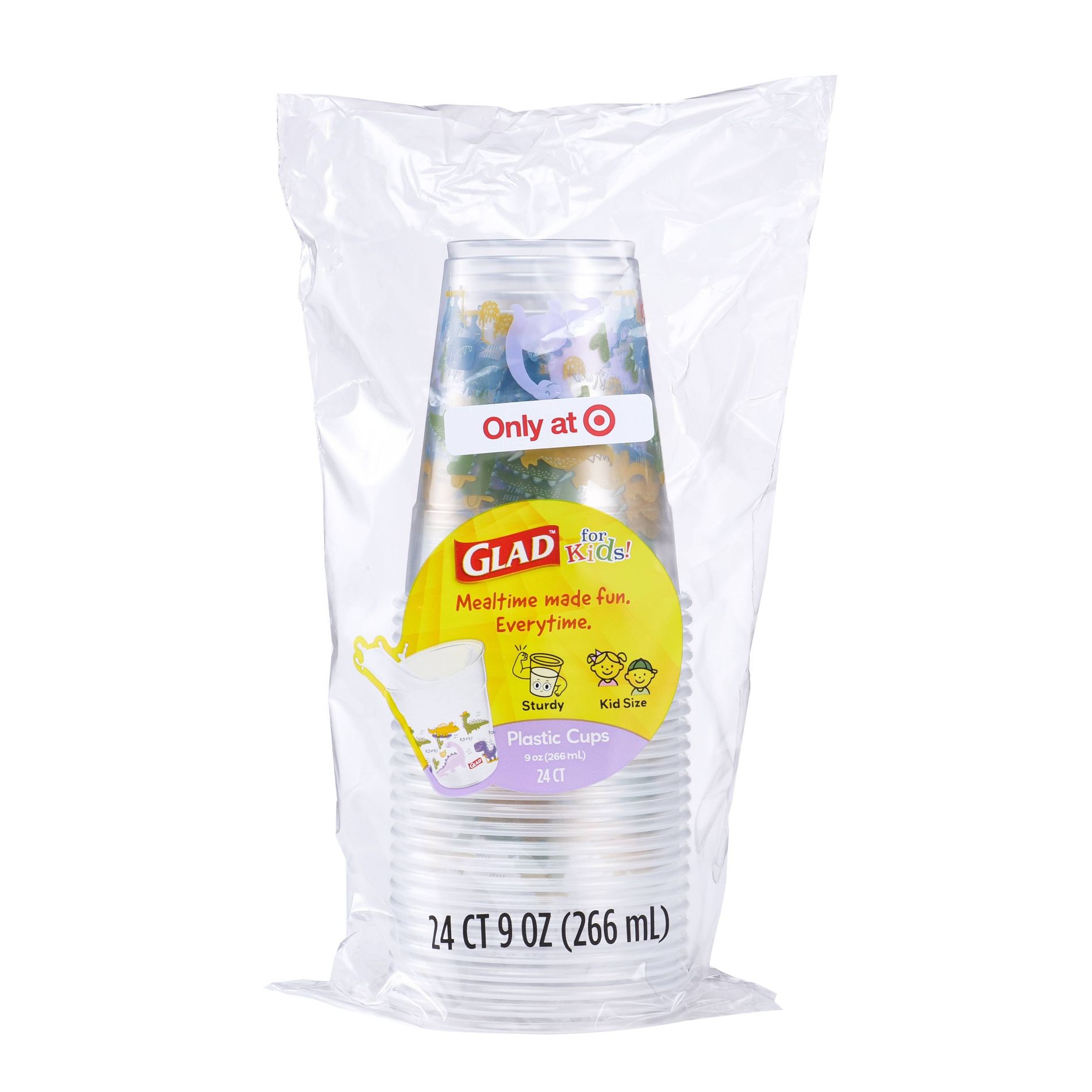 Glad for kids' Dino Plastic Disposable Cups - 9oz/24ct