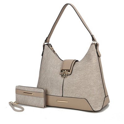 MKF Collection Graciela Women's Color Block Hobo Bag with Wallet by Mia K- Taupe