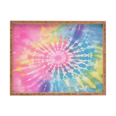 Emanuela Carratoni Boho Rainbow Tie Dye Rectangular Tray -Deny Designs