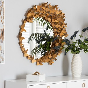 Baxton Studio Tauriel Modern Glam and Luxe Antique Goldleaf Metal Butterfly Accent Wall Mirror - 1 of 4