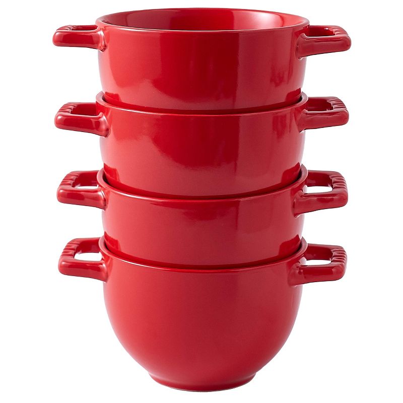 Bruntmor 24 Oz Soup Mug French Onion Soup Cups with Handles, Set of 4 Red, 2 of 5