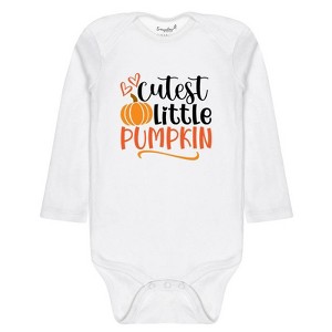 Everyday Kids “Cutest Little Pumpkin” Long Sleeve Baby Onesie – Cute Fall Bodysuit for Newborns and Infants – Soft Cotton Baby Outfit - 1 of 3