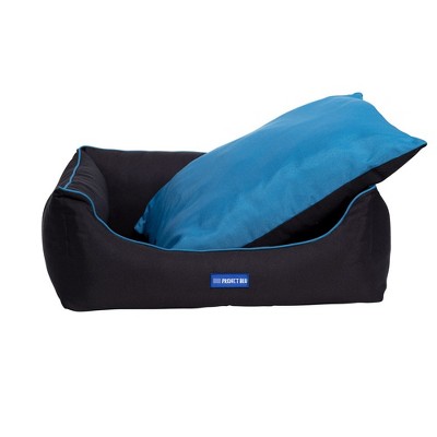 Medium Black and Blue Eco-Fabric Bolster Dog Bed