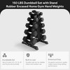 BalanceFrom Dumbbell Set with Stand, 5 Pair Rubber Encased Hand Weights, Home Gym Fitness Equipment, 150 Lb, Black - 2 of 4