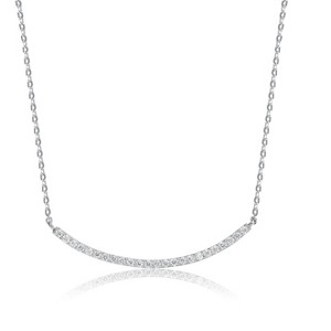 Guili Sterling Silver Rhodium-Plated Necklace featuring a sleek Curved Design with Cubic Zirconia, perfect for a contemporary, elegant look. - 1 of 4