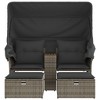 VidaXL Patio Sofa 2-Seater with Canopy and Stools Gray Poly Rattan - 4 of 4