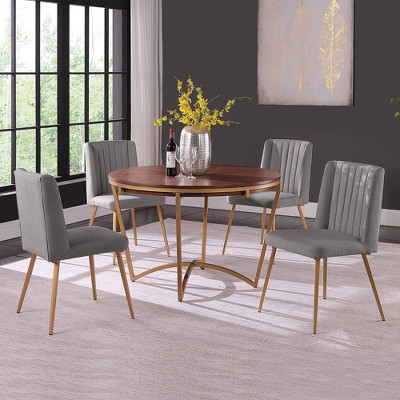 5-Piece Dining Room Set Wood Round Table and Chair Set for Kitchen Restaurant - Morden Fort