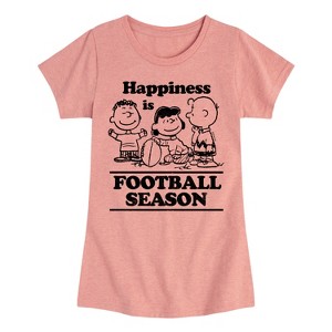 Girls' - Peanuts - Happiness Is Football Season Fitted Short Sleeve Graphic T-Shirt - 1 of 4