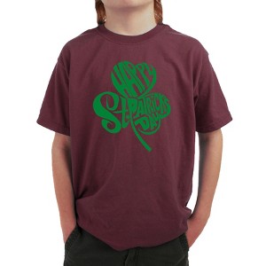LA Pop Art Boy's Word Art T-shirt - St. Patrick's Day Shamrock - 1 of 4