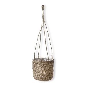 TAG Seagrass Diamond Pattern Hanging Planter Natural, 7.0L x 7.0W x 6.75H inches, Holds Up to 6 inch Drop In Pot - 1 of 2