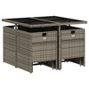 vidaXL Patio Dining Set, 8-Seater Foldable Gray PE Rattan Outdoor Table and Chairs - 3 of 4