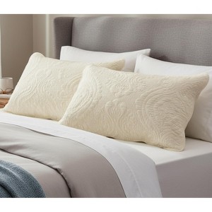 LISM Quilted Standard Pillow Shams Set of 2（Light Yellow, 20 x 26 Inch） - 1 of 4