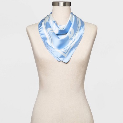 Green Scarf with Light Brown Border and Ring of Blue Flowers