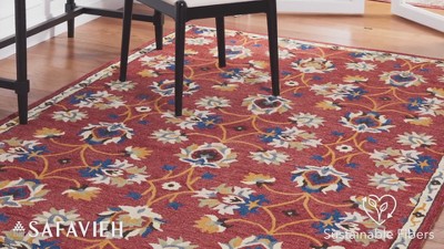 Rust and Blue Hand-Tufted Wool Square Area Rug