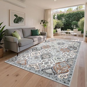 Washable Rugs for Living Room Ultra-Thin Oriental Non-Slip Non Shedding Accent Carpet - 1 of 4