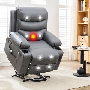 Power Lift Recliner Chair for Elderly, Oversized Electric Lift Chair with Heat and Massage, PU Leather Adjustable Recliner - 1 of 4