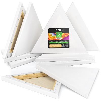 Arteza Classic Blank Triangle Stretched Canvas, 10", Blank Canvas Boards for Painting - 10 Pack (ARTZ-3920)