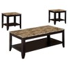 47.5" Cappuccino Faux Marble Top Coffee Table with 2 Matching End Tables and Open Storage Shelves - 2 of 4