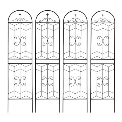 Lirago Black, 86.61"H * 19.68"W * 0.51"D, 4 pieces, Weatherproof Multi-functional Outdoor Screen - Laser-Cut Galvanized Steel Panel